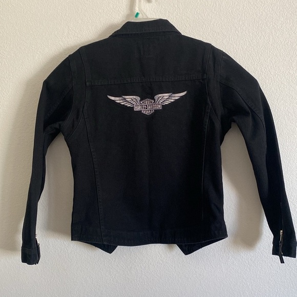 Harley Davidson Women’s Black Denim Jacket Size M - Picture 4 of 7